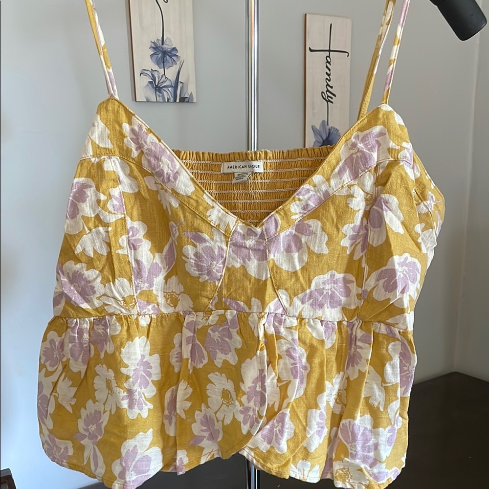 American Eagle Outfitters Yellow Smocked Camisole